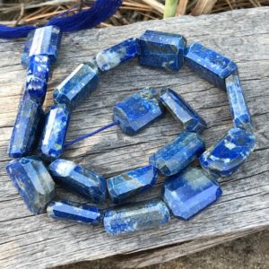Shop Lapis Lazuli Chip & Nugget Beads! Lapis Lazuli beads flat slice nuggets 13 inch strand irregular cut 16mm X 12mm | Natural genuine chip Lapis Lazuli beads for beading and jewelry making.  #jewelry #beads #beadedjewelry #diyjewelry #jewelrymaking #beadstore #beading #affiliate #ad