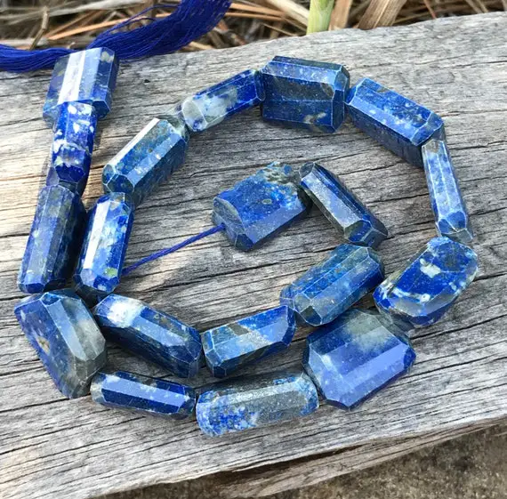 Lapis Lazuli Beads Flat Slice Nuggets 13 Inch Strand Irregular Cut 16mm X 12mm