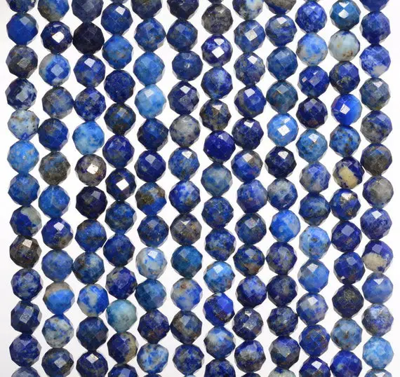5mm  Genuine Lapis Lazuli Gemstone Grade A Micro Faceted Round Loose Beads 15 Inch Full Strand (80006529-a205)
