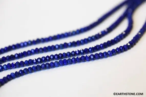 Xs/ Natural Lapis 3mm Faceted Rondelle Beads 15.5" Strand Natural Blue Color Gemstone Beads Nice Cutting For Jewelry Making