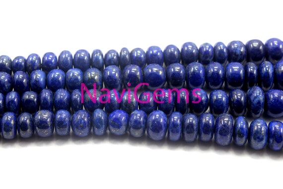 16" Long Smooth Rondelle Beads Aaa Quality Natural Lapis Lazuli Gemstone, Huge Size 7-11 Mm Lapis Beads Making Beautiful Jewelry Wholesale