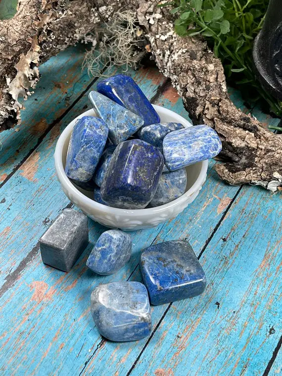 Lapis Lazuli Tumbled Stones - Reiki Charged - Large Tumbled Stones - Third Eye Opener  - Develop Psychic Abilities - Throat Chakra