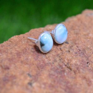 Shop Larimar Earrings! Blue Larimar 925 Sterling Silver Oval Handmade 1 Pair Stud Earring | Natural genuine Larimar earrings. Buy crystal jewelry, handmade handcrafted artisan jewelry for women.  Unique handmade gift ideas. #jewelry #beadedearrings #beadedjewelry #gift #shopping #handmadejewelry #fashion #style #product #earrings #affiliate #ad