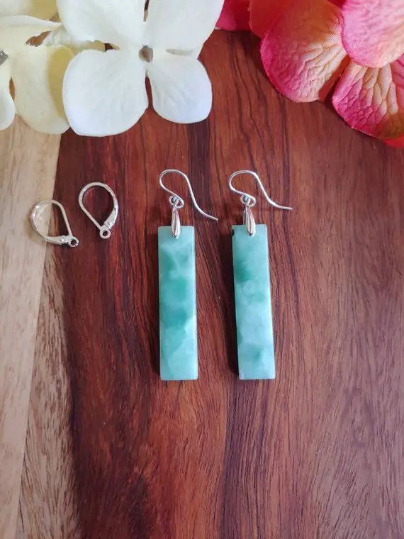Unique Carved Larimar Earrings. One Of A Kind Sterling Silver Larimar Earrings.