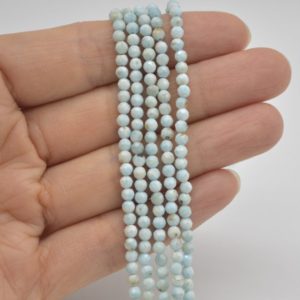 Shop Larimar Faceted Beads! High Quality Grade A Natural Larimar Semi-Precious Gemstone – FACETED – Round Beads – 2.5mm – 3mm – 15.5" strand | Natural genuine faceted Larimar beads for beading and jewelry making.  #jewelry #beads #beadedjewelry #diyjewelry #jewelrymaking #beadstore #beading #affiliate #ad
