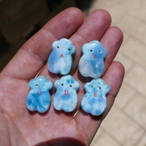 Shop Larimar Shapes! Larimar Carving Ghost PICK ONE | Natural genuine stones & crystals in various shapes & sizes. Buy raw cut, tumbled, or polished gemstones for making jewelry or crystal healing energy vibration raising reiki stones. #crystals #gemstones #crystalhealing #crystalsandgemstones #energyhealing #affiliate #ad