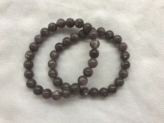 Genuine Purple Lepidolite 8mm Round Natural Gemstone Beads Finished Jewerly Bracelet Supply - 1piece