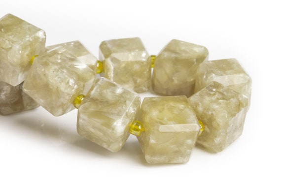 Only One 13-14mm Golden Mica (lepidolite) Beads Bracelet Grade Aa Genuine Natural Beveled Edge Faceted Cube Gemstone 7.5" (120165h-3643)