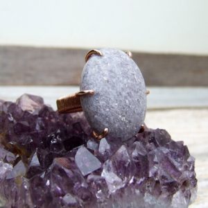 Shop Lepidolite Rings! Lavender Lepidolite Ring, Copper size 7 | Natural genuine Lepidolite rings, simple unique handcrafted gemstone rings. #rings #jewelry #shopping #gift #handmade #fashion #style #affiliate #ad