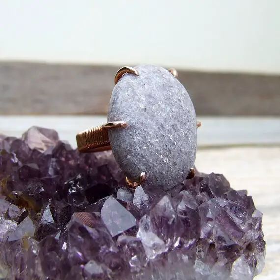 Lavender Lepidolite Ring, Copper Size 7