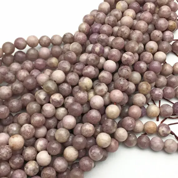 8mm Purple Lepidolite Beads, Round Gemstone Beads, Wholesale Beads