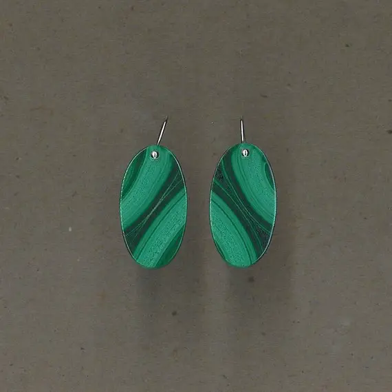 Malachite And Sterling Silver Earrings Handmade By Chris Hay