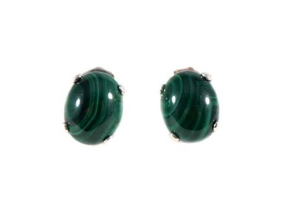 Malachite Earrings Forest Green Cabochon Earrings Malachite Studs Ancient Egyptian Gem Malachite Eyeshadow Gemstone Malachite Jewelry #65672
