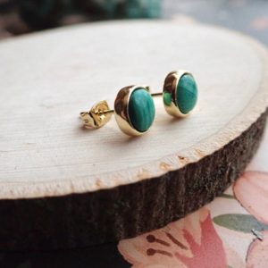 Malachite Earrings Gold, Malachite Studs, Genuine Malachite Earrings,Raw Stone Earrings,Gold Malachite Stud Earrings,Green Stone Earrings | Natural genuine Malachite earrings. Buy crystal jewelry, handmade handcrafted artisan jewelry for women.  Unique handmade gift ideas. #jewelry #beadedearrings #beadedjewelry #gift #shopping #handmadejewelry #fashion #style #product #earrings #affiliate #ad