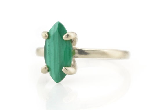 Green Malachite Silver Ring · Marquise Gemstone Ring · Stackable Gold Ring · Engagement Ring For Women