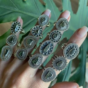 Shop Moldavite Rings! Moldavite  ring, sterling silver, .925, tektite ring | Natural genuine Moldavite rings, simple unique handcrafted gemstone rings. #rings #jewelry #shopping #gift #handmade #fashion #style #affiliate #ad