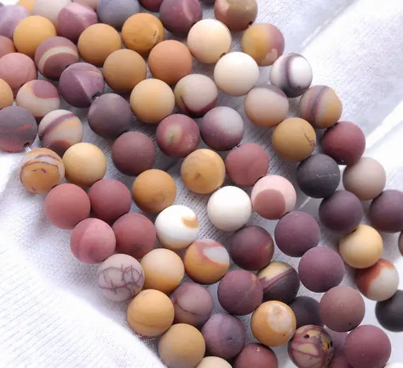 10mm Matte Mookaite Gemstone Round Loose Beads 7.5 Inch Half Strand (80002283-m11)