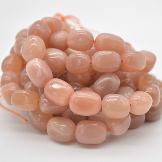 Natural Peach Moonstone Semi-precious Gemstone Large Nugget Beads - 12mm - 16mm X 10mm - 12mm - 15" Strand