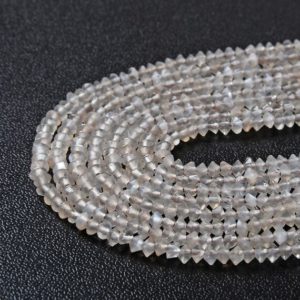 Shop Moonstone Faceted Beads! 3x2MM Gray Moonstone Gemstone Grade AAA Bicone Faceted Rondelle Saucer Loose Beads BULK LOT 1,2,6,12 and 50 (P2) | Natural genuine faceted Moonstone beads for beading and jewelry making.  #jewelry #beads #beadedjewelry #diyjewelry #jewelrymaking #beadstore #beading #affiliate #ad