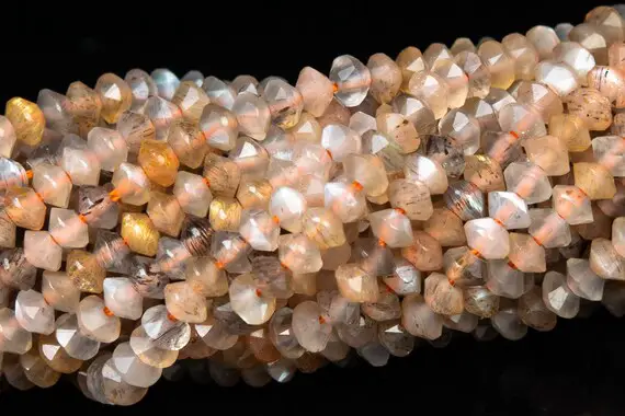 3x2mm Multicolor Moonstone Beads Aaa Genuine Natural Gemstone Full Strand Faceted Rondelle Loose Beads 15" Bulk Lot Options (111796-3408)