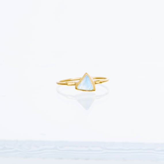 Triangle Moonstone Ring • Gold Fill • Witchy Fall Jewelry • Celestial Zodiac Sign Gift • Gemini And Cancer • June Birthstone • Cottage Core