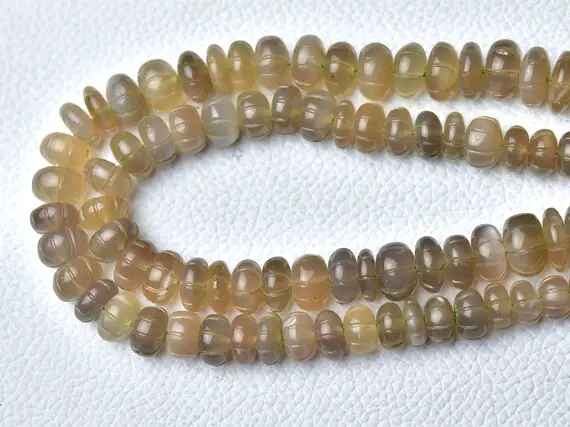 8.5 Inch Strand Natural Multi Moonstone Carved Rondelle 6.5mm To 11.5mm Gemstone Carving Beads Rare Moonstone Rondelles Stone Beads No2735