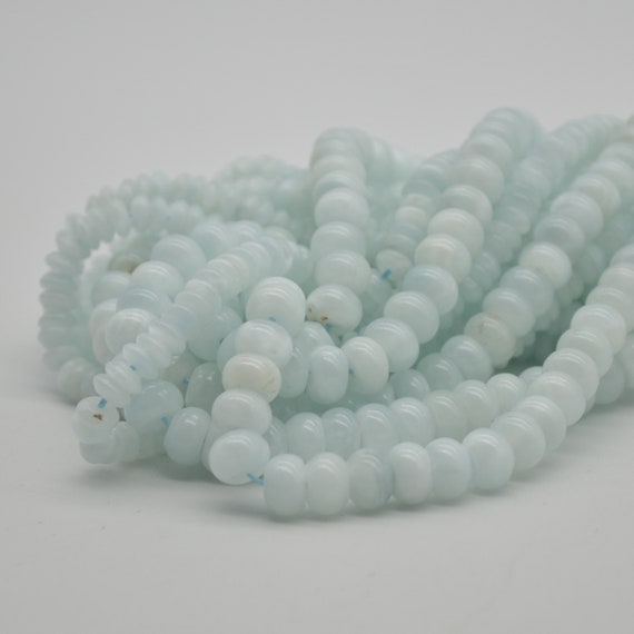 Natural Light Blue Moonstone Semi-precious Gemstone Rondelle / Spacer Beads - 6mm, 8mm Sizes - 15" Strand