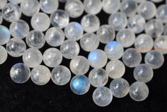 2pcs 6mm/8mm Aaa Moonstone Undrilled Single Round Beads, Blue Moonstone, White Semi-precious Stone Orb, Gemstone Sphere Wgyo