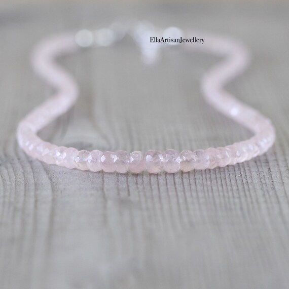 Morganite Beaded Necklace In Sterling Silver, Gold Or Rose Gold Filled, Aaa Dainty Pink Gemstone Choker, Long Layering Necklace For Women