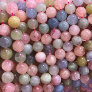 Shop Morganite Round Beads! Rainbow Morganite Beads, Natural Gemstone Beads, Smooth Round Stone Beads 4mm 6mm 8mm 10mm 12mm 15'' | Natural genuine round Morganite beads for beading and jewelry making.  #jewelry #beads #beadedjewelry #diyjewelry #jewelrymaking #beadstore #beading #affiliate #ad