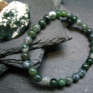 Shop Moss Agate Bracelets! Moss Agate Genuine Bracelet ~ 7 Inches ~ 6mm Round Beads | Natural genuine Moss Agate bracelets. Buy crystal jewelry, handmade handcrafted artisan jewelry for women.  Unique handmade gift ideas. #jewelry #beadedbracelets #beadedjewelry #gift #shopping #handmadejewelry #fashion #style #product #bracelets #affiliate #ad