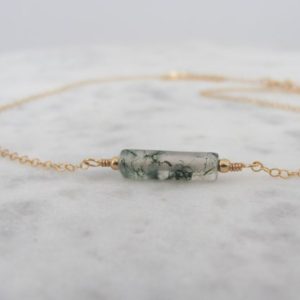 Moss Agate Necklace, Dainty Gemstone Choker, Layering Necklace | Natural genuine Moss Agate necklaces. Buy crystal jewelry, handmade handcrafted artisan jewelry for women.  Unique handmade gift ideas. #jewelry #beadednecklaces #beadedjewelry #gift #shopping #handmadejewelry #fashion #style #product #necklaces #affiliate #ad