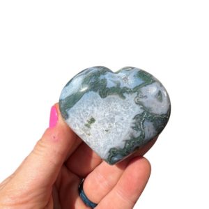 Moss Agate Heart (1.75" – 2.5") Moss Agate Polished Crystal Heart – Tumbled Moss Agate Gemstone – Natural Green Moss Agate With Druzy | Natural genuine stones & crystals in various shapes & sizes. Buy raw cut, tumbled, or polished gemstones for making jewelry or crystal healing energy vibration raising reiki stones. #crystals #gemstones #crystalhealing #crystalsandgemstones #energyhealing #affiliate #ad