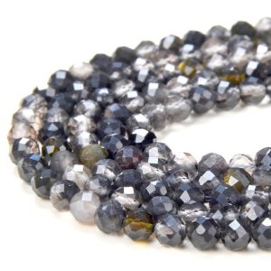 Shop Obsidian Faceted Beads! Natural Ice Obsidian Gemstone Grade AA Micro Faceted Round 2MM 4MM Loose Beads 15 inch Full Strand (P55) | Natural genuine faceted Obsidian beads for beading and jewelry making.  #jewelry #beads #beadedjewelry #diyjewelry #jewelrymaking #beadstore #beading #affiliate #ad