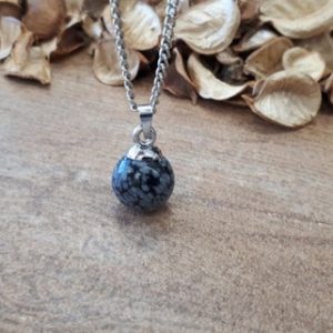Shop Obsidian Pendants! Round Obsidian Snowflake Pendant, Ball Obsidian Necklace, Circle Obsidian Necklace, Obsidian Jewelry, Tiny Silver Necklace, Silver Jewelry | Natural genuine Obsidian pendants. Buy crystal jewelry, handmade handcrafted artisan jewelry for women.  Unique handmade gift ideas. #jewelry #beadedpendants #beadedjewelry #gift #shopping #handmadejewelry #fashion #style #product #pendants #affiliate #ad