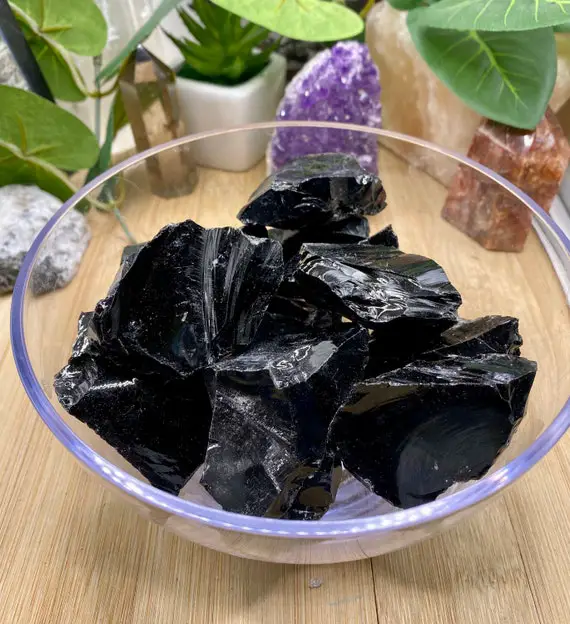 Premium Natural Obsidian Rough Stones Gift Bag