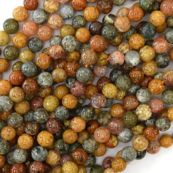 Natural Ocean Jasper Round Beads Gemstone 15" Strand 6mm 8mm 10mm S4