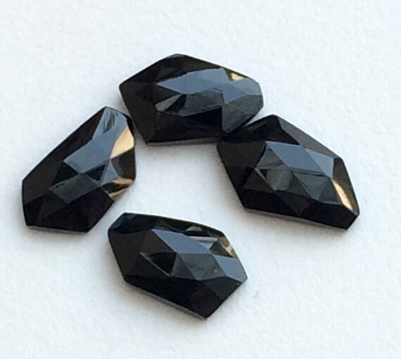 15-17mm Black Onyx Fancy Cut Cabochon, Onyx Rose Cut Gemstones, Flat Back Cabochons, Black Onyx For Jewelry (5pcs To 50pcs Options) - Bgp599