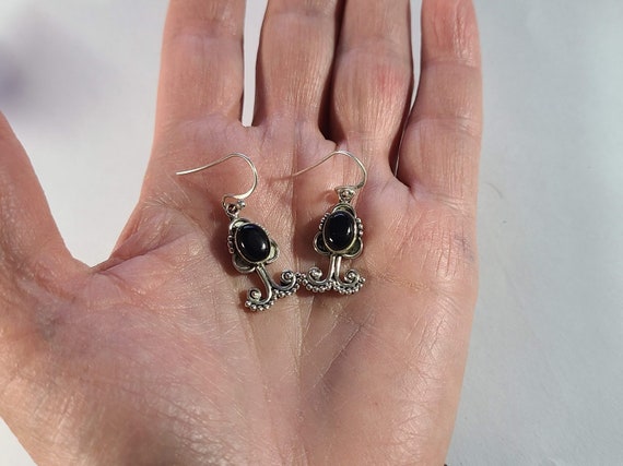 Black Onyx Boho Earrings - 92.5 Sterling Silver Jewelry | Onyx Statement Earrings