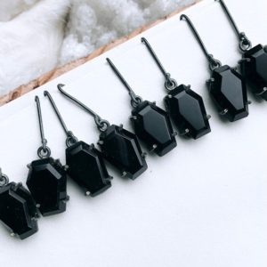 Black onyx coffin earrings, Black stone earrings | Natural genuine Onyx earrings. Buy crystal jewelry, handmade handcrafted artisan jewelry for women.  Unique handmade gift ideas. #jewelry #beadedearrings #beadedjewelry #gift #shopping #handmadejewelry #fashion #style #product #earrings #affiliate #ad