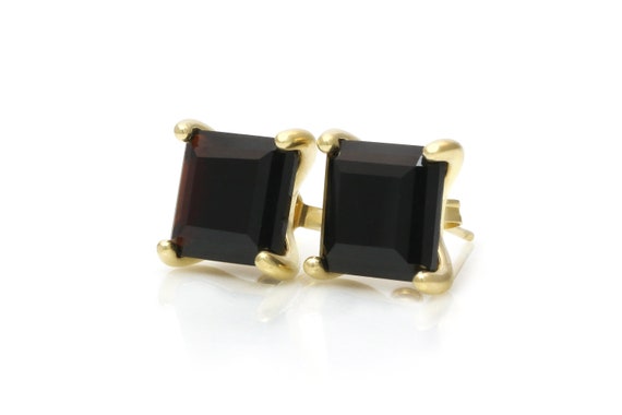 Customized Black And Gold Earrings · 24k Black Onyx Earrings · 18k Gold Stud Earrings · 14k Square Earrings Studs