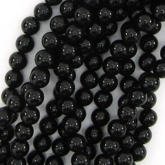 Aa Grade 6mm Black Onyx Round Beads 15" Strand