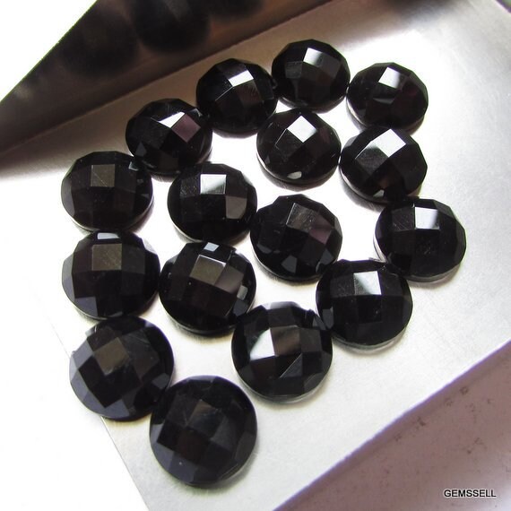 10 Pieces 6mm Black Onyx Faceted Round Checker Flat Loose Gemstone, Black Onyx Round Faceted Checker Cut Flat Gemstone, Aaa Quality Gemstone