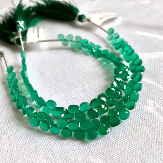 Gorgeous Tiny Green Onyx Hearts