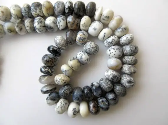 Dandrite Opal Rondelle Beads, Smooth Dandrite Opal Beads, 7mm Each, 17 Inch Strand, Gds617