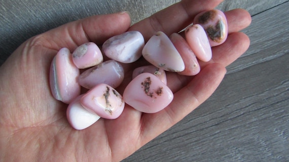Pink Opal Tumbled Stone 1 Inch + Crystal