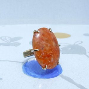 Shop Orange Calcite Rings! Orange Calcite Ring size 7.25 | Natural genuine Orange Calcite rings, simple unique handcrafted gemstone rings. #rings #jewelry #shopping #gift #handmade #fashion #style #affiliate #ad