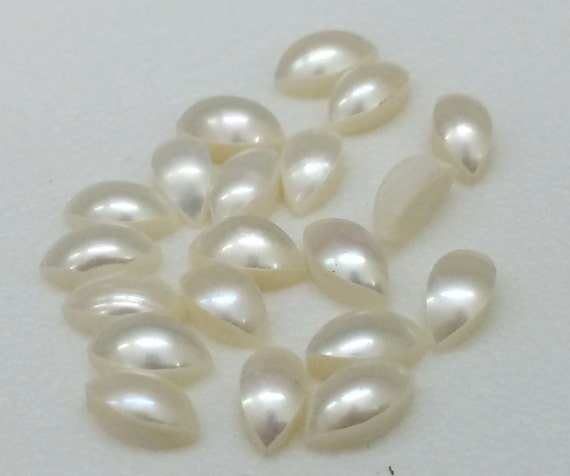 3x6mm Marquise Ivory Pearls Flat Back Cabochons, Natural Fresh Water Pearl Cabochons For Jewelry (10pcs To 20pcs Options)