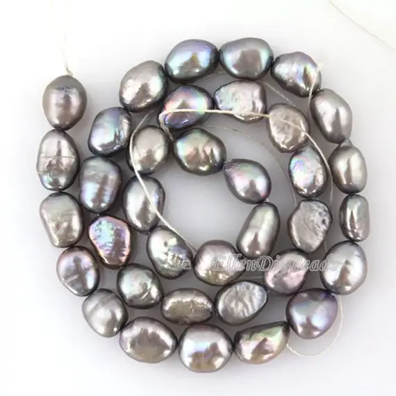 8-9mm Grey Nugget Pearl Beads,elegant And Gentle Color, Freshwater Pearl Beads,wholesale Pearls For Jewelry Making-36 Pcs-14 Inches--ln005-5