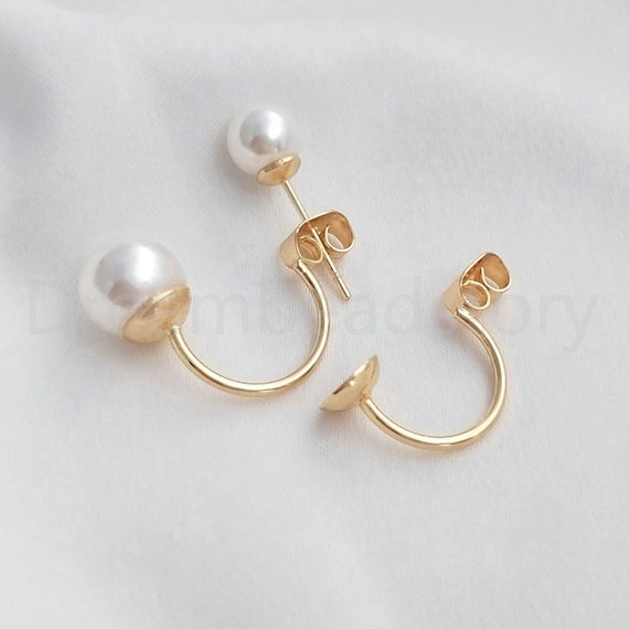 2-200 Pcs 14k Gold Plated Hoop Earring Component Supply Open Circle Cup And Peg Hook Earwire Post For Half Drilled Pearls